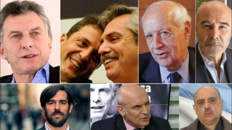 Macri, Fernández con Massa, Lavagna, Gómez Centurion, Del Caño, Espert y Biondini.