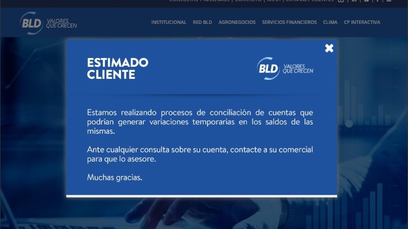 La página de BLD anuncia 