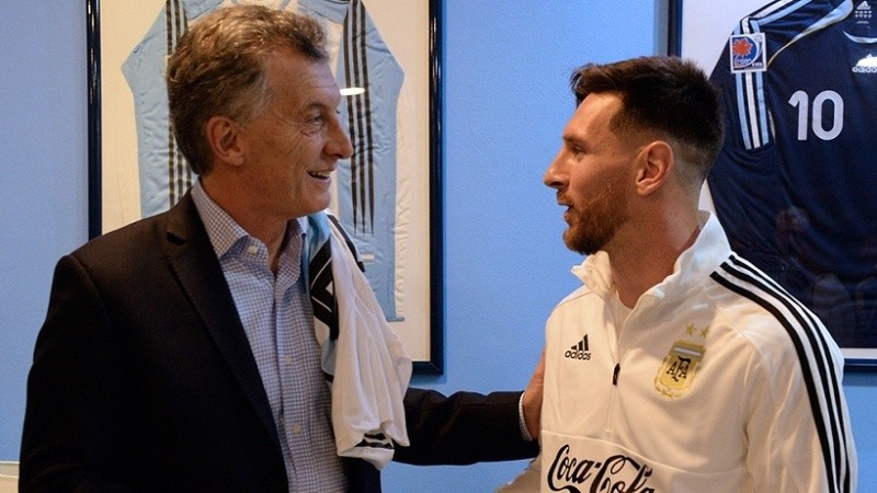 Mauricio Macri y Lionel Messi cara a cara en la previa a Rusia 2018. 