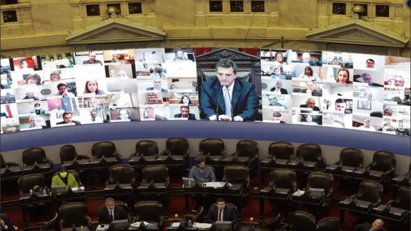 La Cámara de Diputados durante la sesión virtual. 