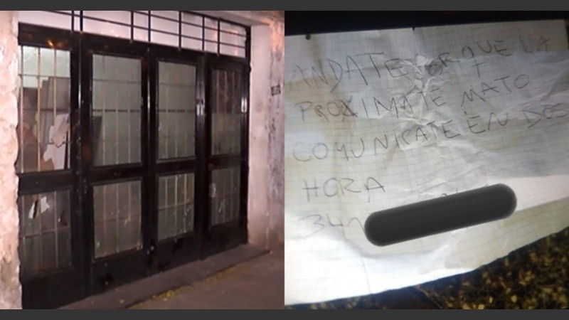 La nota que dejaron a los inquilinos atacados en Rueda al 3500 (El Tres).