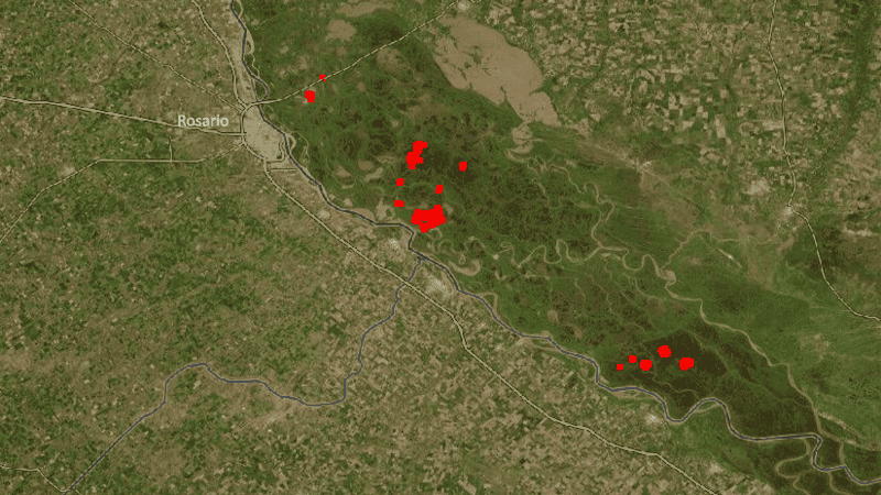 Imagen 1. Los focos de calor registrados en lo que va del miércoles.