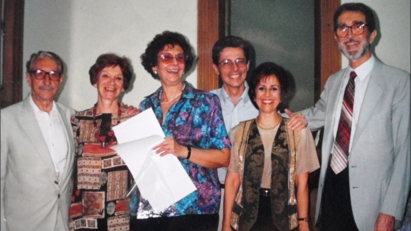 La pionera de la Maestría, Hilda Habichayn, durante las Jornadas interamericanas de estudios de género, año 1997.