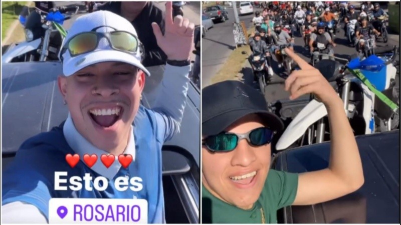 Los cantantes de RKT que hicieron la convocatoria y las motos de los seguidores detrás