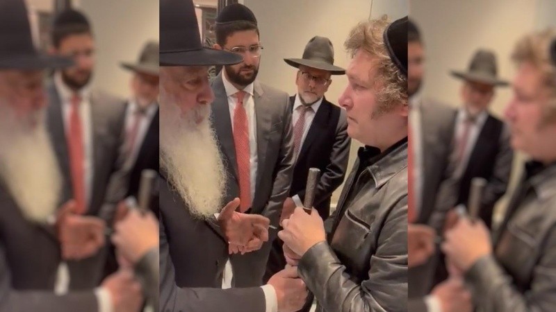 El encuentro del presidente electo Vavier Milei con el rabino  David Pinto Shlita.