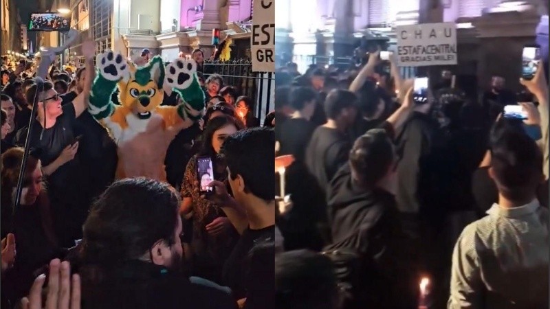 Simpatizantes de  La Libertad Avanza frente al Banco Central.