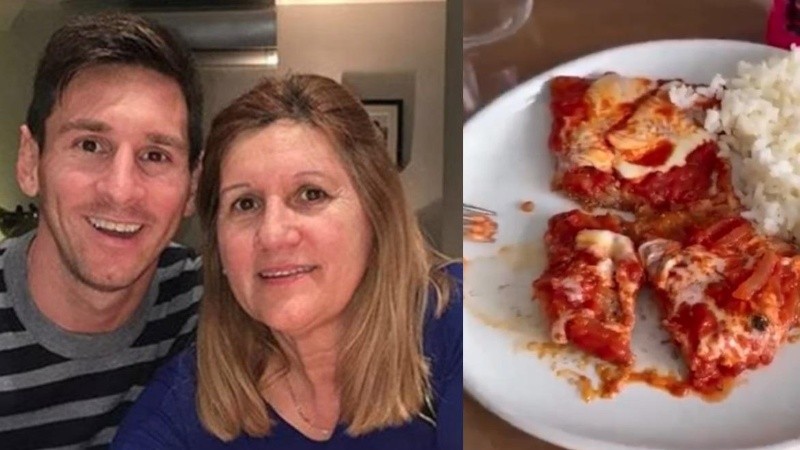 Lionel Messi junto a su mamá, Celia, y su plato favorito.