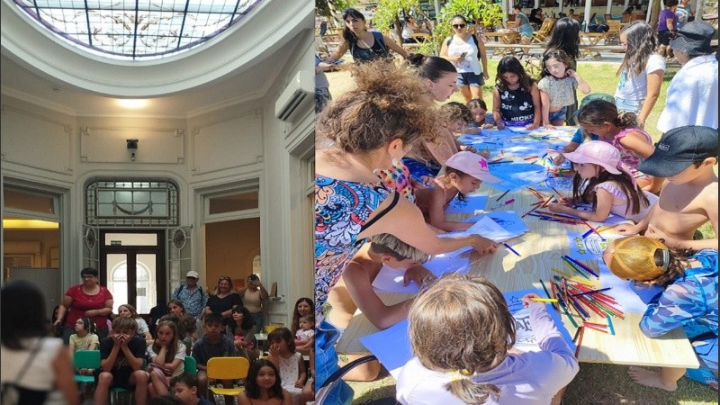 Mañanitas de Lectura, dentro de la Casa Imaginada y en el balneario, en la actividad de dibujo.