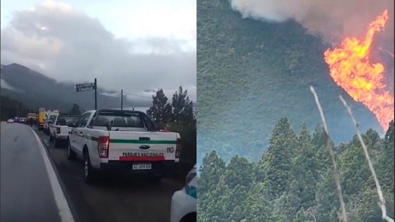 Un operativo de tránsito se realizaba en la Ruta 40 mientras se combatía el fuego en el cerro Meta.