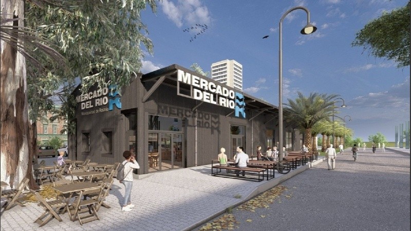 Así quedará el Mercado del Río en la costanera central, donde habrá stands de emprendedores locales.