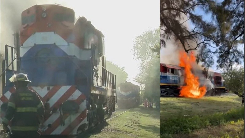 El tren sufrió un incendio de grandes llamaradas, pero fue extinguido rápidamente.