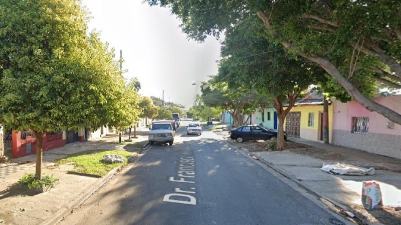 La cuadra de Doctor Riva al 1800 en la zona sur de Rosario, donde fue baleado el hombre de 45 años.