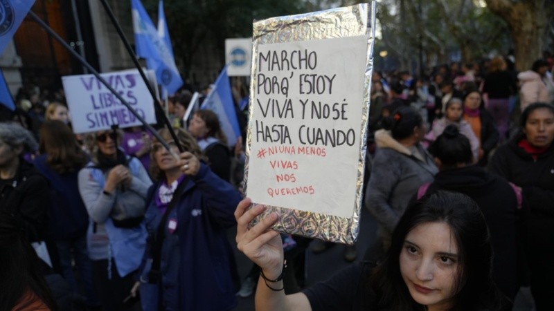 La marcha de Ni una menos en el centro de Rosario.