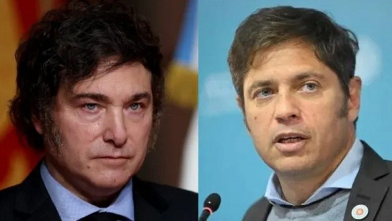 El presidente Javier Milei y el gobernador de Buenos Aires Axel Kicillof.