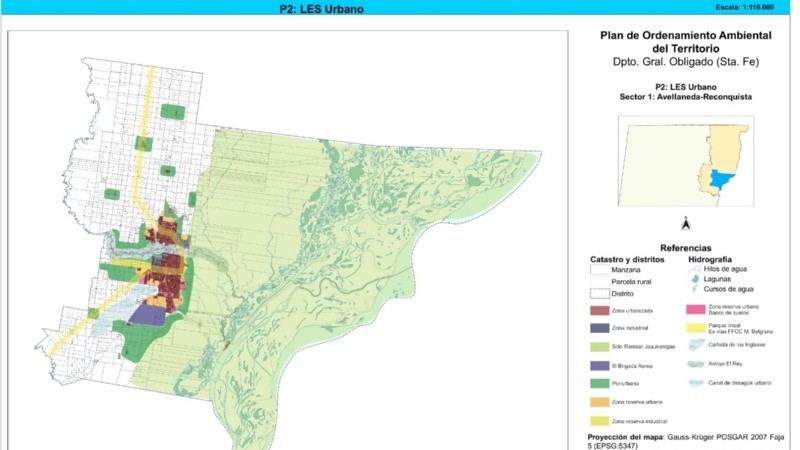 El plano completo de la misma zona en el noroeste provincial, con las referencias y otros detalles.
